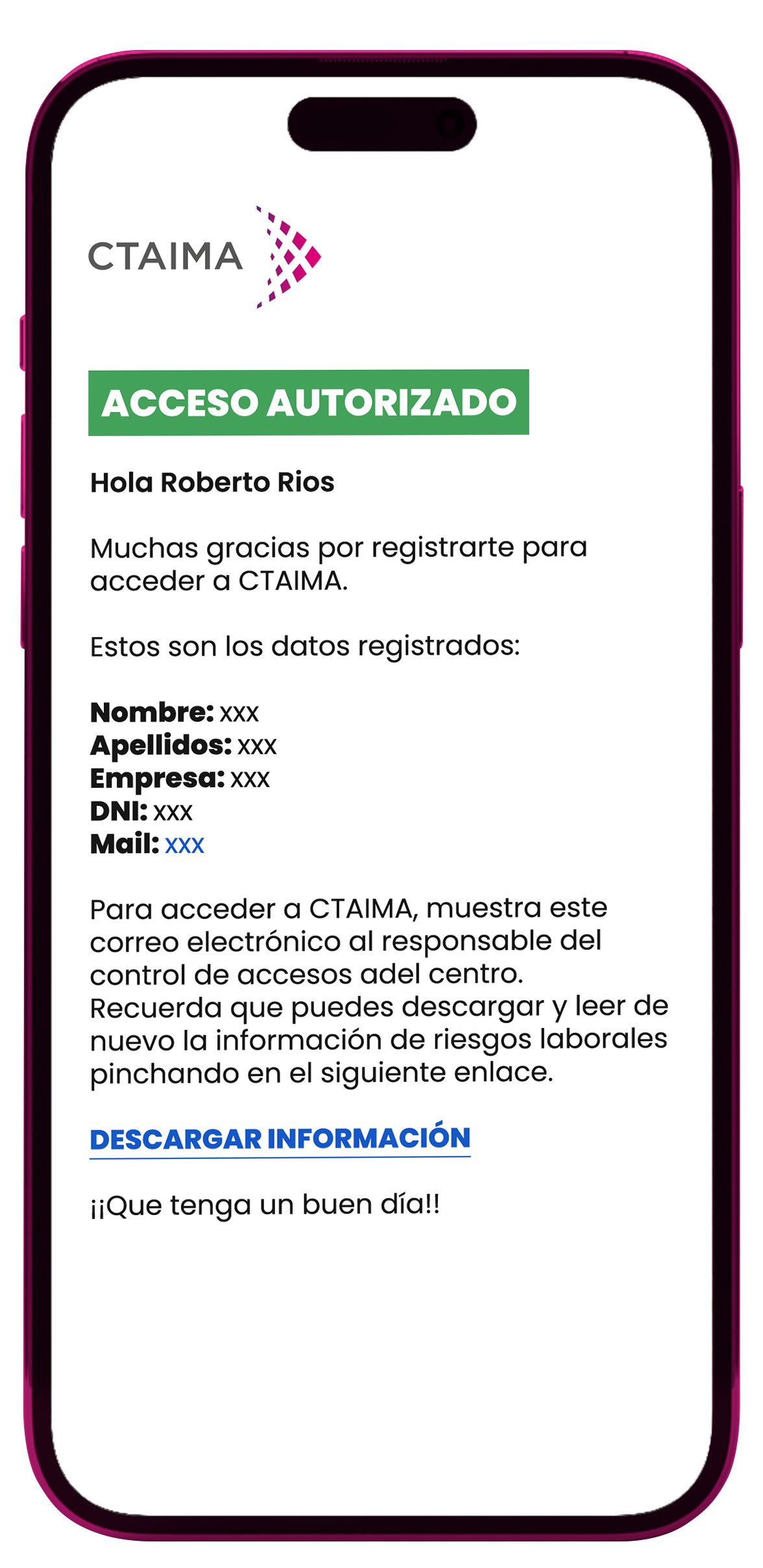 Recibe el acceso por email